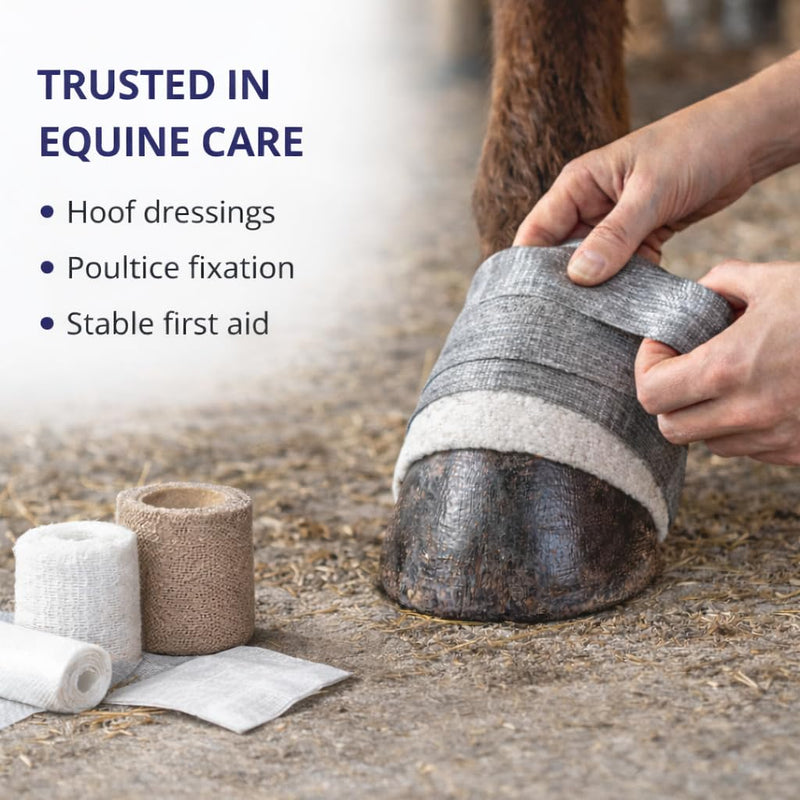 Hoof Tape for Horses & Animals | Heavy Duty Reinforced Adhesive 50m Roll for Securing Dressings & Poultices