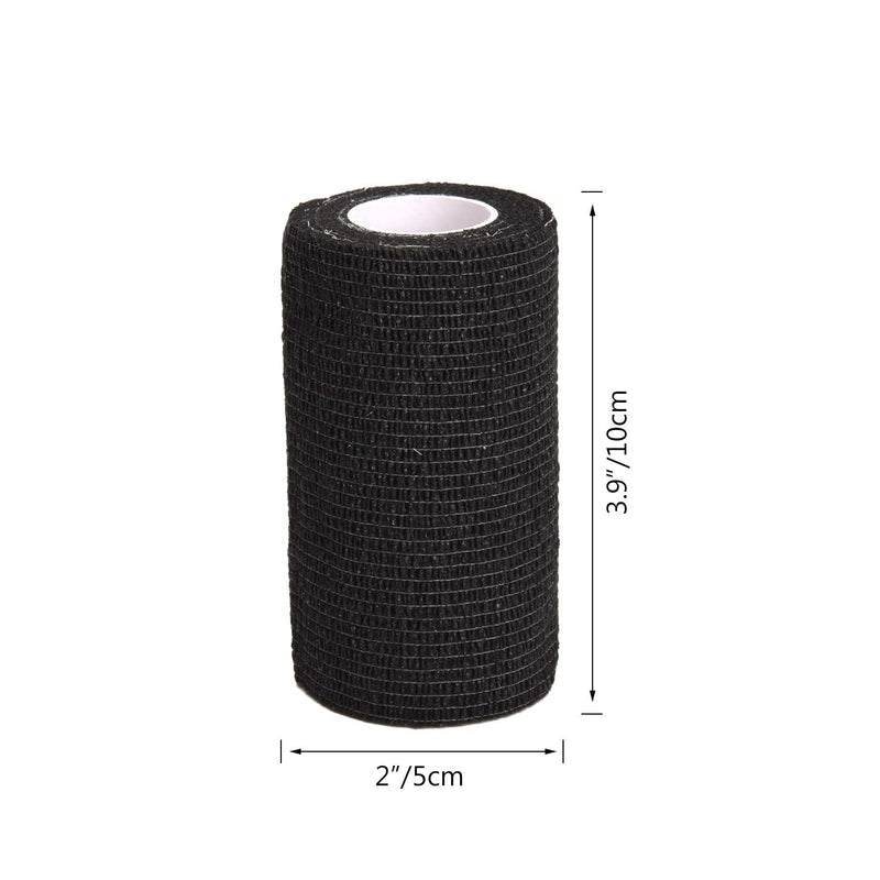 TOBWOLF 12PCS Self Adherent Bandage, 4"x5yd / 10cmx4.5m Cohesive Elastic Bandage Wrap, Breathable Sports Tape for Wrist Ankle Knee Leg Sprains Swelling - Black 4x180 Inch (Pack of 12) - BeesActive Australia