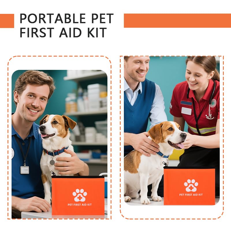ShiQiao Spl Dog Cat First Aid Kit for Pet Owners Emergency Portable Pet Medical Pouch for Dogs Cats Medical Kit for Home Travel Animal Rescue Organiser Pouch