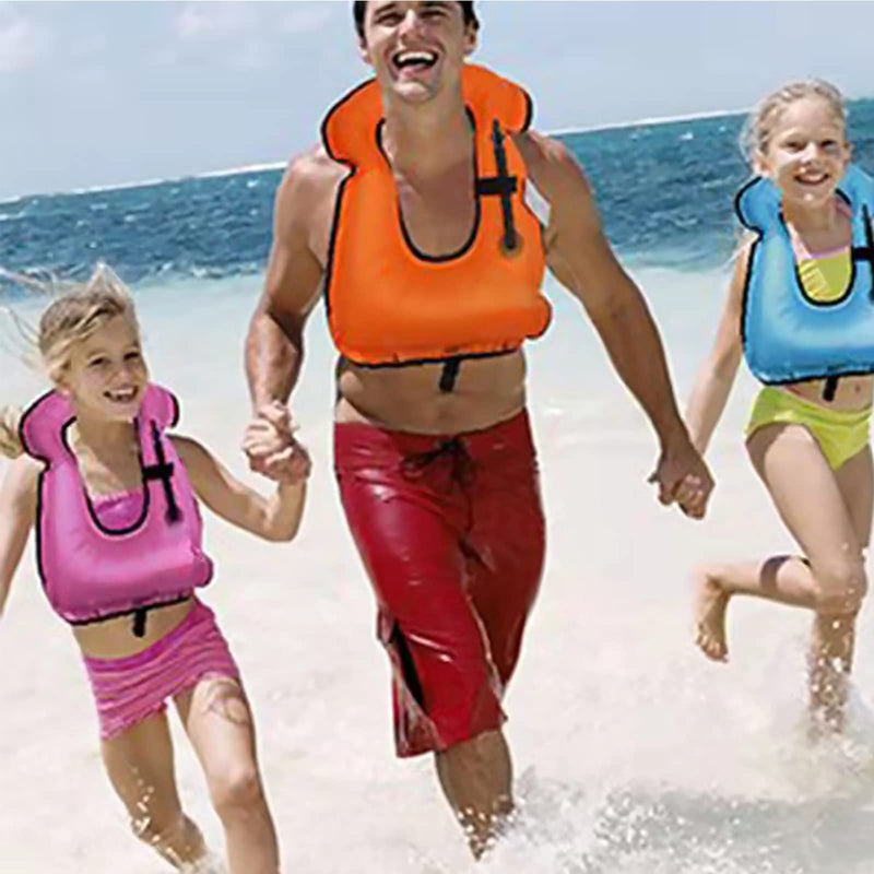Swim Vest for Adults,Inflatable Buoyancy Vests-Portable Snorkel Vest for Diving Surfing Swimming Outdoor Water Sports 40-100kg Orange