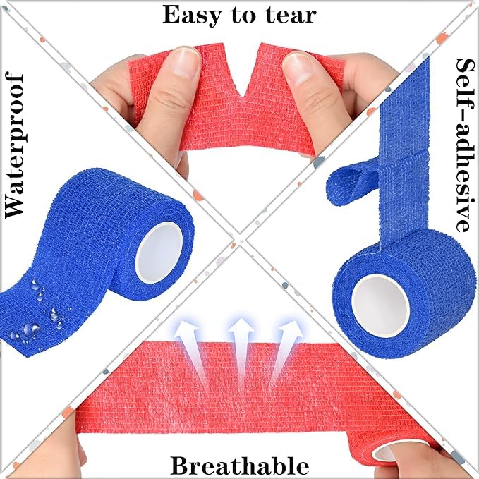 Self Adhesive Bandage Wrap-2 inches x 5 Yards(8 Pack) Self Adhering Bandage Wrap, Self Adherent Cohesive Wrap Bandages for Sports,for First Aid Tape,Sports Injuries (Light Blue) - BeesActive Australia