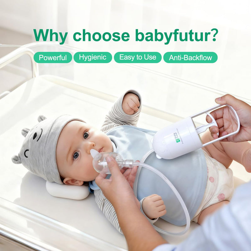 Nasal Aspirator for Baby – Manual Push-Pull Control, Quiet Strong Suction, No Battery Needed – Gentle & Hygienic Nose Sucker with Storage Box & Booger Clip - BeesActive Australia