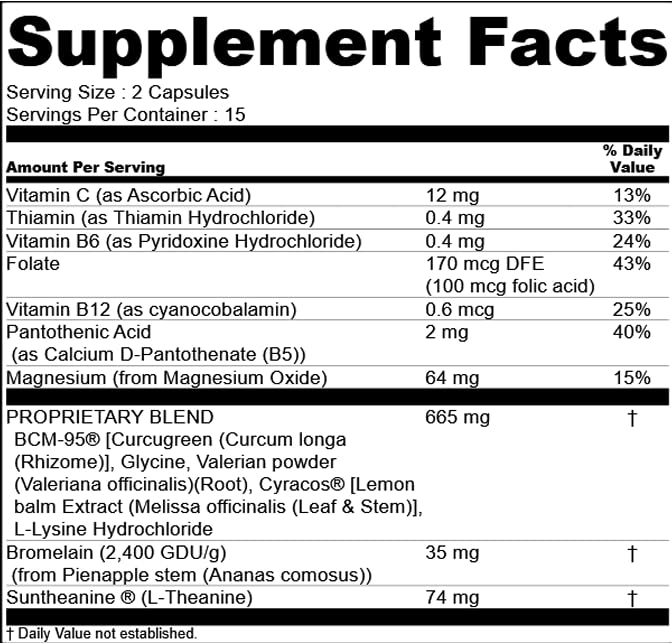 Anti Stress Supplements - Quick Relief from Situational Stress (60 Caps) | Calm Supplement - Side Effect-Free Stress Pills - Calming Supplements for Adults with Magnesium & Vitamin C Calmposure