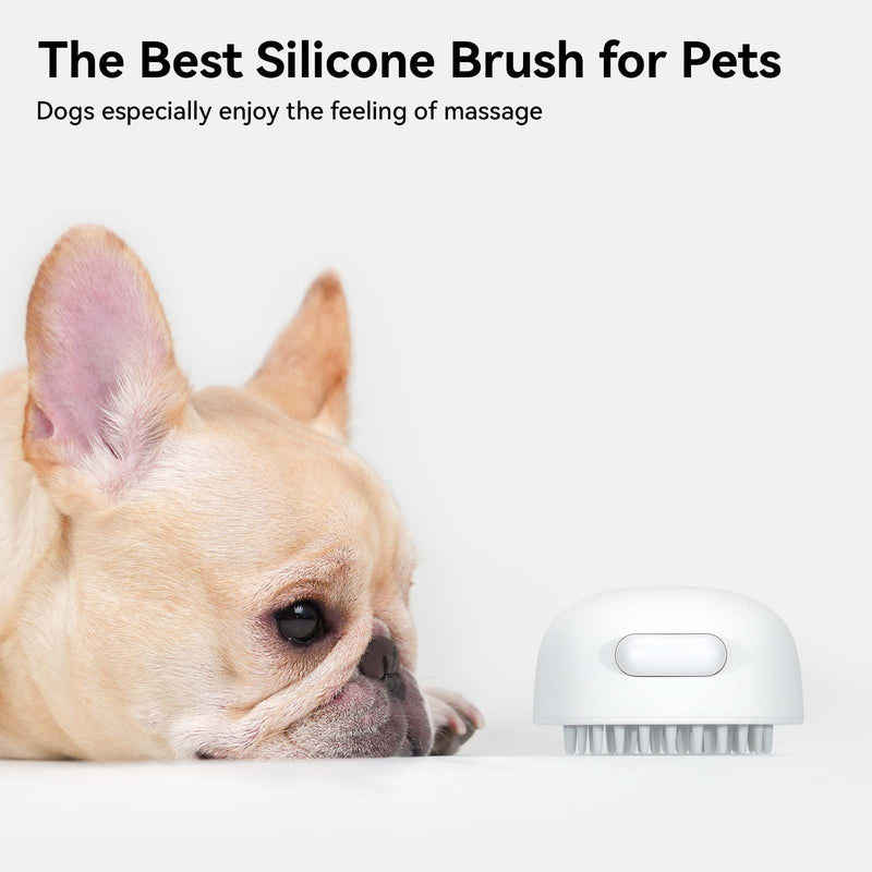 aumuca Silicone Cat Brush for Massage, Soft Cat Brushes for Indoor Cats, Jellyfish Cat Hair Brush Cat Comb with Release Button, Cat Grooming Brush for Short to Medium Haired Cats, Dogs, Rabbits, White - BeesActive Australia