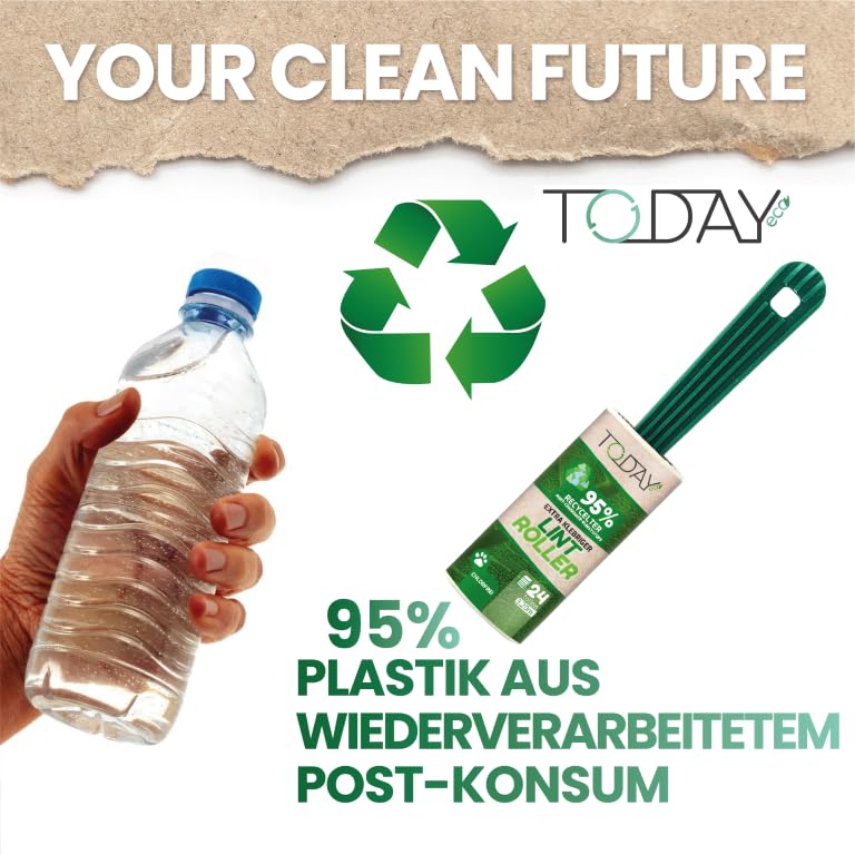 Today - Lint roller 4 rolls with 1 dispenser + lid, 95% recycled material - 24 layers of lint roller animal hair Easy-Peel. Suitable for hair, dust and clothing 4 Rotoli + Manico + Coperchio - BeesActive Australia