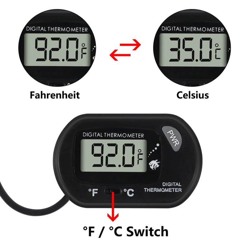 10Pcs Aquarium Thermometer Fish Tank Thermometer Reptile Terrarium Water Test Digital with LCD Display Fahrenheit/Celsius(℉/℃) 10PCS - BeesActive Australia