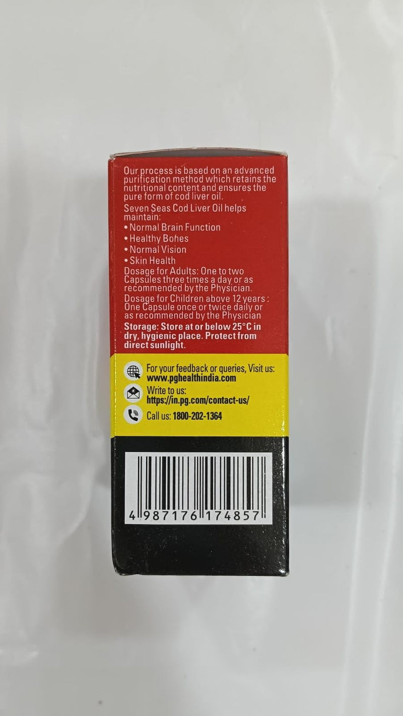 Seacod Cod-liver Oil Capsules ,Omega-3 Fatty Acid, Vitamin A, Vitamin D 100 Capsules