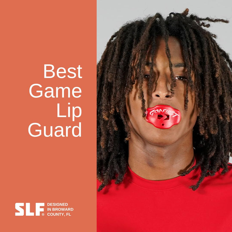 Youth Football Mouth Guard – Lip Guard Mouthpiece with Strap – Comfortable Fit – Sleefs God First Red - BeesActive Australia