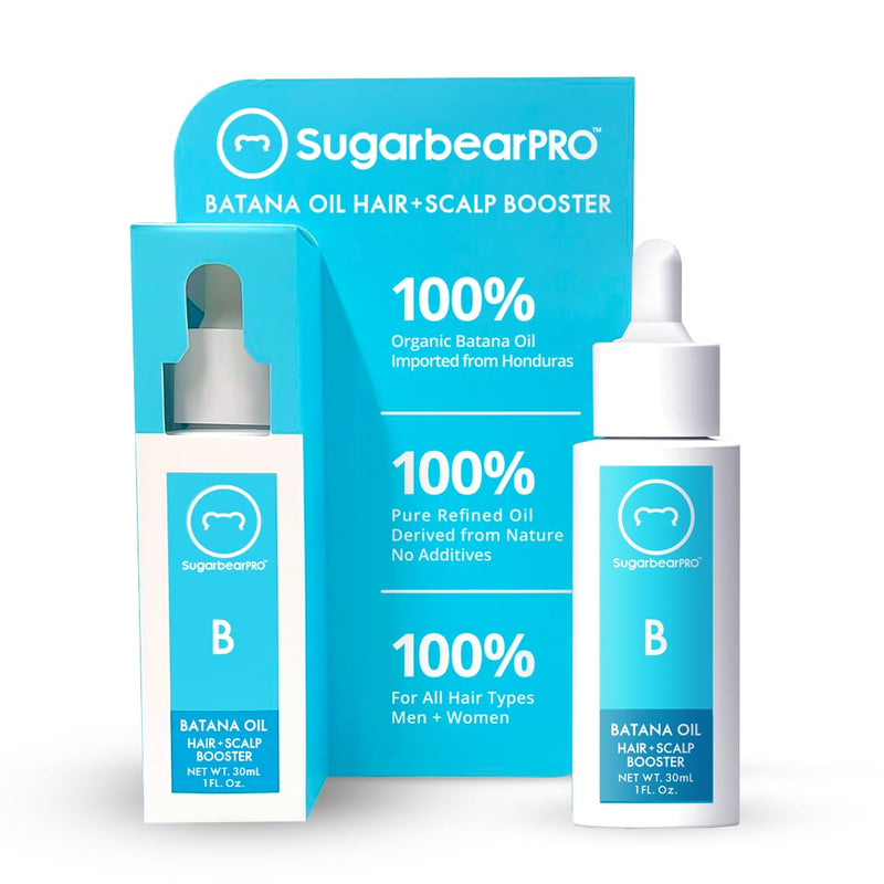 SugarbearPRO Batana Hair Oil & Glass-Dropper Applicator, 1oz + Vegan Hair Vitamin Gummies 1 Month Supply, Extra Strength Biotin 6000mcg 1 Month Supply + 1 Batana Oil