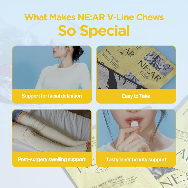 NE:AR V-Line Chews – Herbal Anti-Bloat Formula with Circulation & Water Balance Support – Daily K-Chewables for Puffiness, Digestion & Wellness – Pineapple Flavor