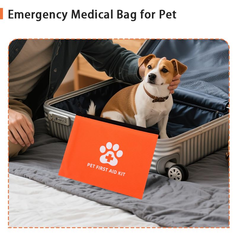 ShiQiao Spl Dog Cat First Aid Kit for Pet Owners Emergency Portable Pet Medical Pouch for Dogs Cats Medical Kit for Home Travel Animal Rescue Organiser Pouch