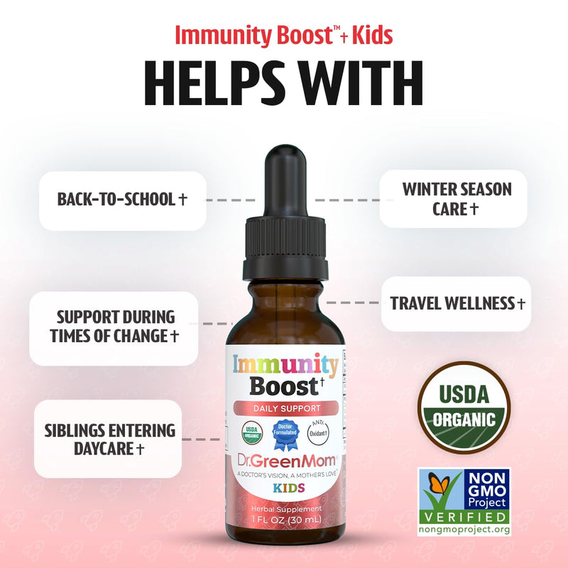 Immunity Boost Kids — Echinacea Elderberry Astragalus & VIT C | Child & Baby Immune Support Drops — Liquid Drops with Vitamin C — Natural Raspberry Flavor — 30 Servings, Organic, 1 Fl Oz 1.0 Fluid Ounces