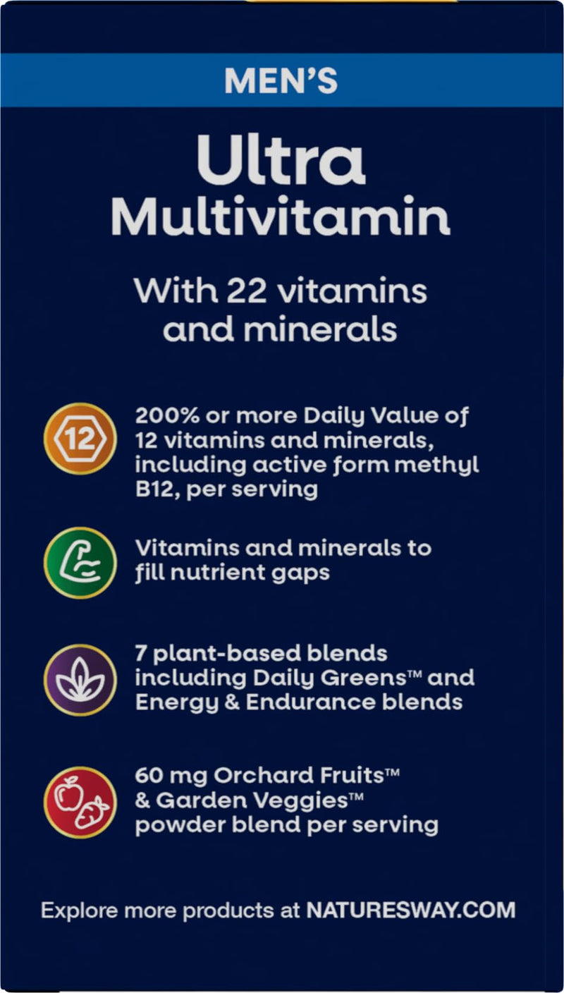Nature's Way Alive! Men’s Daily Ultra Potency Multivitamin, 60 ct x3 | Complete High Potency Men’s Daily Vitamin Promotes Heart & Muscle Function*, B-Vitamins, Zinc and Antioxidants (Set of 3) 60 Count (Pack of 3)