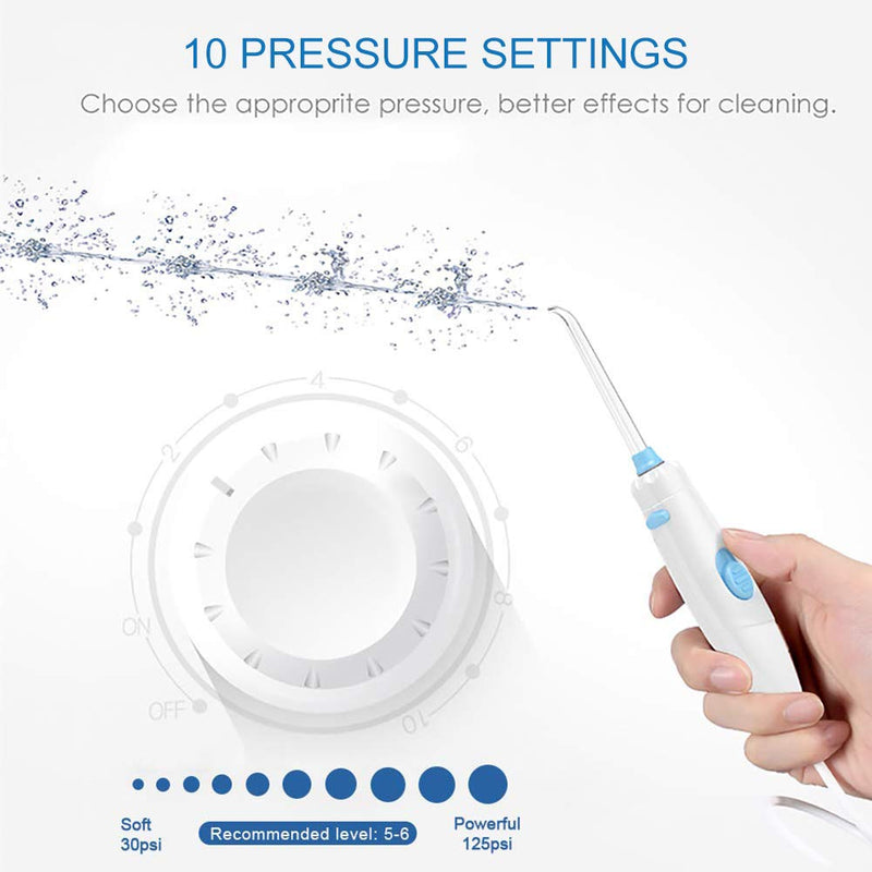 TUREWELL Water Flossing Oral Irrigator, 600ML Dental Cleaner 10 Adjustable Pressure, Electric Oral Flosser for Teeth/Braces, 8 Replacement Jet Tips for Family (White) White - BeesActive Australia