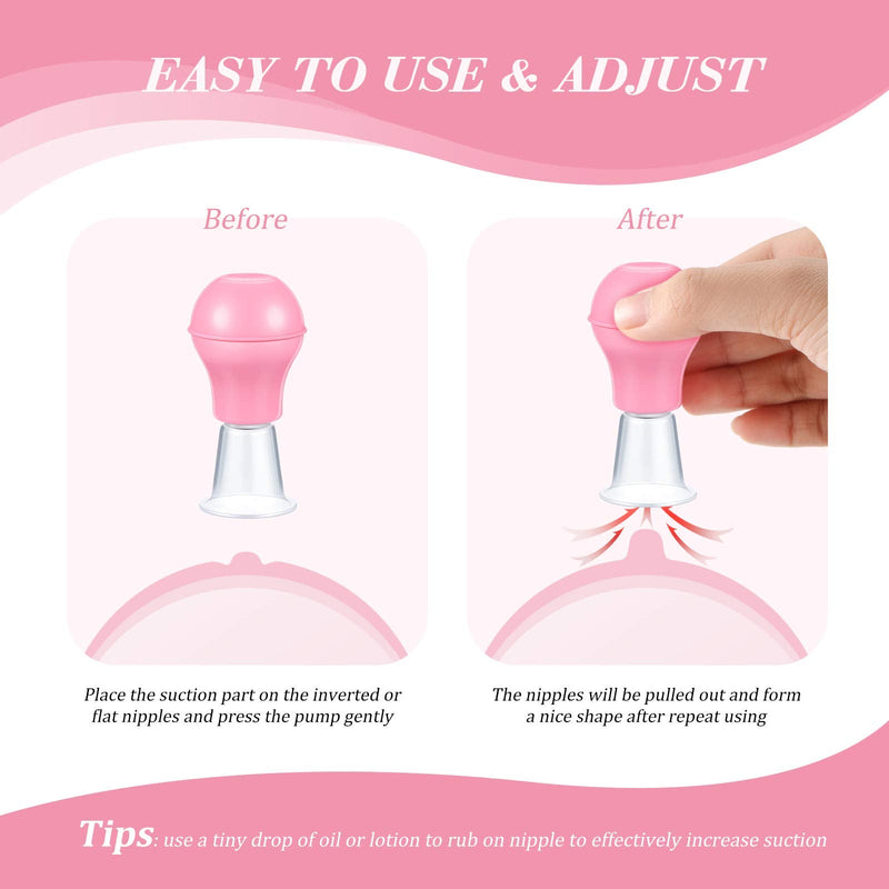 4 Pieces Nipple Sucker Nipple Corrector Nipple Puller Women Breastfeeding Flat Inverted Nipple, Aspirator Nipples Retraction Nipples Silicone Cups for Mommy Girl (Pink) Pink - BeesActive Australia