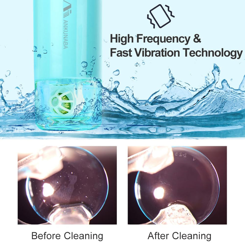 Contact Lens Cleaner, Portable Soft Contact Lens Cleaning Machine with USB Charger, Automatic Vibration Contact Lenses Cleaner Case for Traveling (Blue) Blue - BeesActive Australia