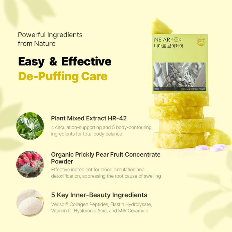 NE:AR V-Line Chews – Herbal Anti-Bloat Formula with Circulation & Water Balance Support – Daily K-Chewables for Puffiness, Digestion & Wellness – Pineapple Flavor
