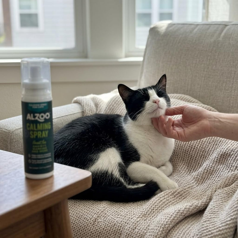 ALZOO Cat Calming Spray - Plant Based Plant Based Stress & Anxiety Relief, with Nepeta Cataria, No Synthetic Pheromones, Stress and Anxiety Relief During Travel, Vet, Fireworks, Separation