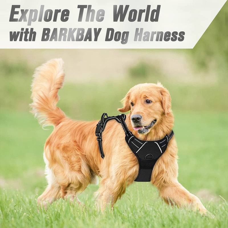 BARKBAY No Pull Dog Harness Front Clip Heavy Duty Reflective Easy Control Handle for Large Dog Walking(Black,L) Large(Chest:27-32") Black - BeesActive Australia