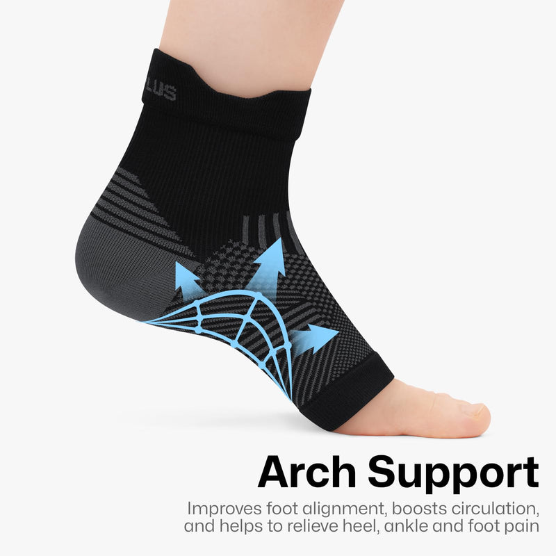 PAPLUS 6 Pairs Plantar Fasciitis Socks for Achilles Tendonitis Relief - Ankle Compression Socks for Women & Men - Ankle Brace with Arch Support for Swelling, Plantar Fasciitis Relief Black（6 pairs） Medium - BeesActive Australia