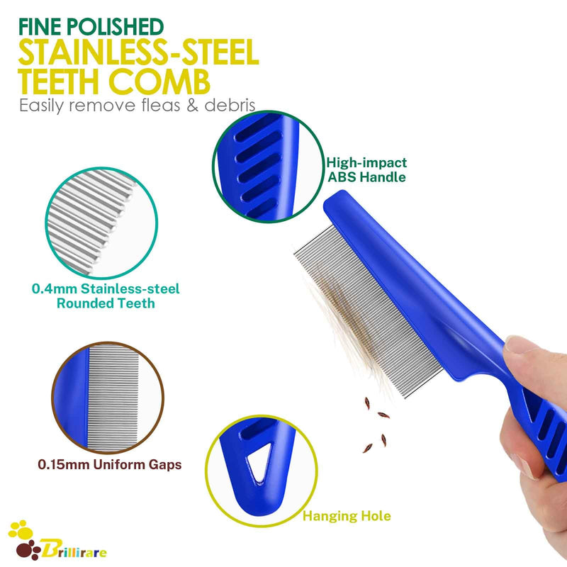 4 Pack Dog Grooming Comb, Pet Flea Lice Combs, Stainless Steel Pet Combs with Rounded Teeth, Professional Metal Cat Tear Stain Remover, Dematting Tool for Small, Medium & Large Pets - BeesActive Australia