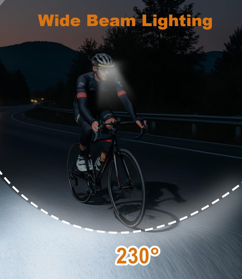 Headlamp Rechargeable, 230° Wide Beam LED Forehead Lamp with Digital Battery Display, Waterproof Headlight Flashlight for Camping Hiking Running Indoor Outdoor, Adjustable Silicone Band