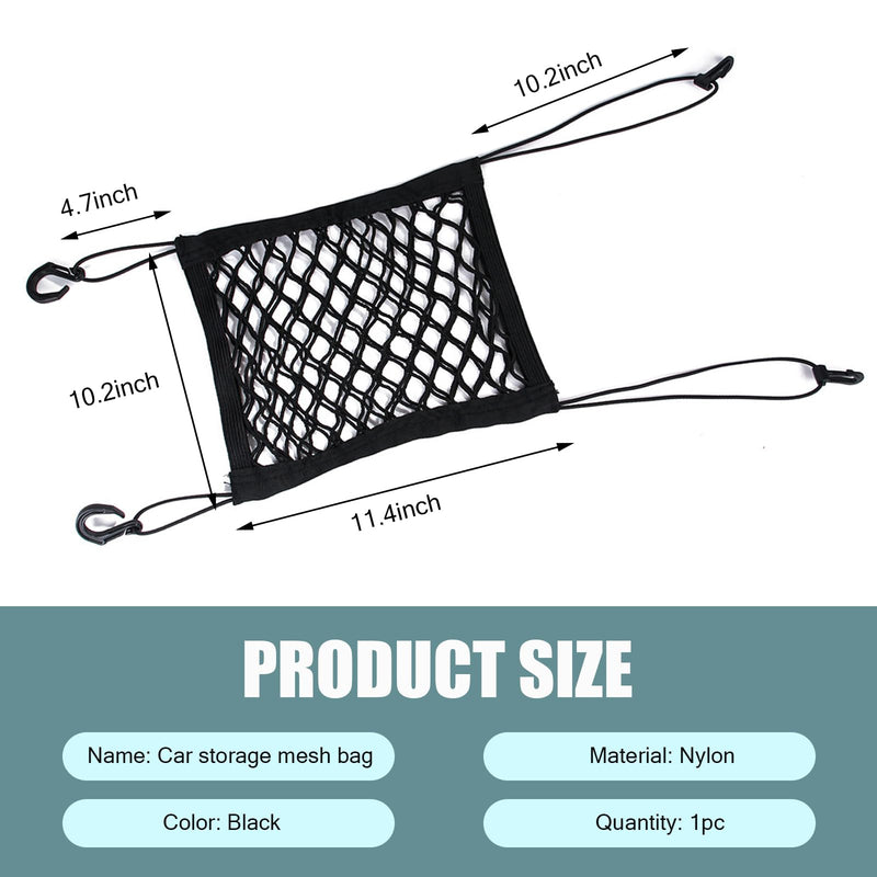 Pack-1 Car Pet Isolation Net Between Front Seats, 11.4" x 10.2" Double Layer Design Storage Net for Sundries Water Cups, Dog Anti-Collision Protection Barrier, Universal for Cars (Black) - BeesActive Australia