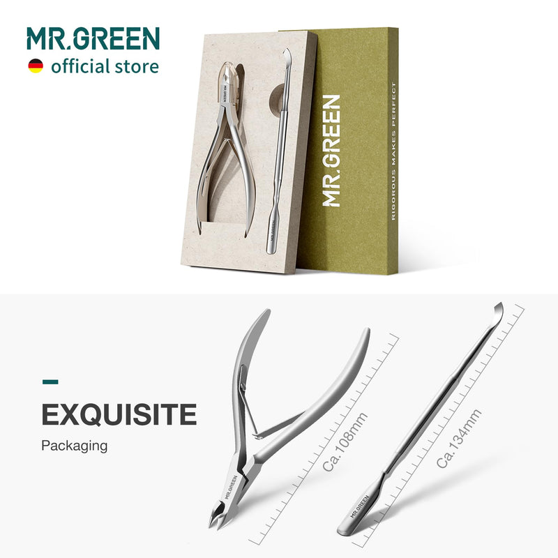MR.GREEN Cuticle Nippers Nail Manicure Scissors Cuticle Clippers Trimmer Dead Skin Remover Stainless Steel Cutters Beauty Tool With Pusher (Mr-1028+Pusher) Mr-1028+pusher - BeesActive Australia