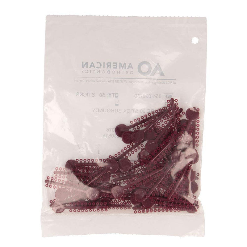 American Orthodontics Ligatures, Burgundy, Non Latex, 50 Stick, 1000 Count