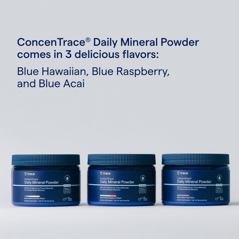 Trace Minerals ConcenTrace Daily Mineral Powder - Supports Energy, Digestion, Bone Health - 70+ Multiminerals Supplement with Ionic Magnesium, Chloride, & Potassium, Sugar-Free (60 Servings) Blue Hawaiian - BeesActive Australia