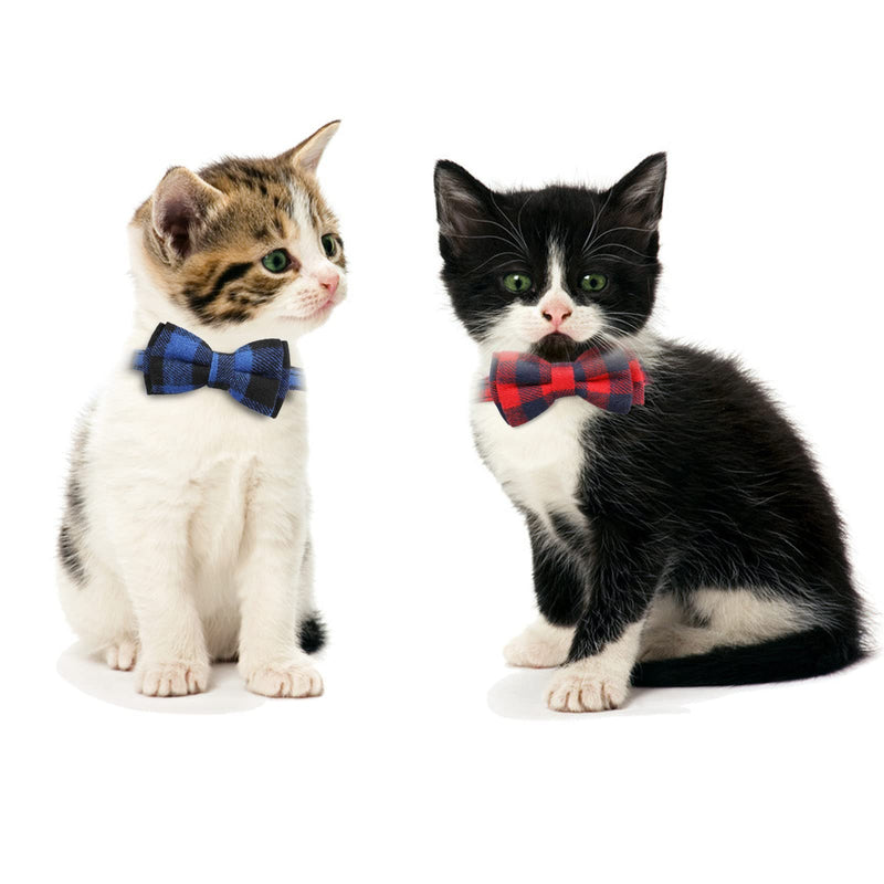 CIUJOY 2pcs cat collar with safety clasp and bell, adjustable from 7.8-10.2 inches, cat collar elastic, cat collars with bow tie for kittens - BeesActive Australia