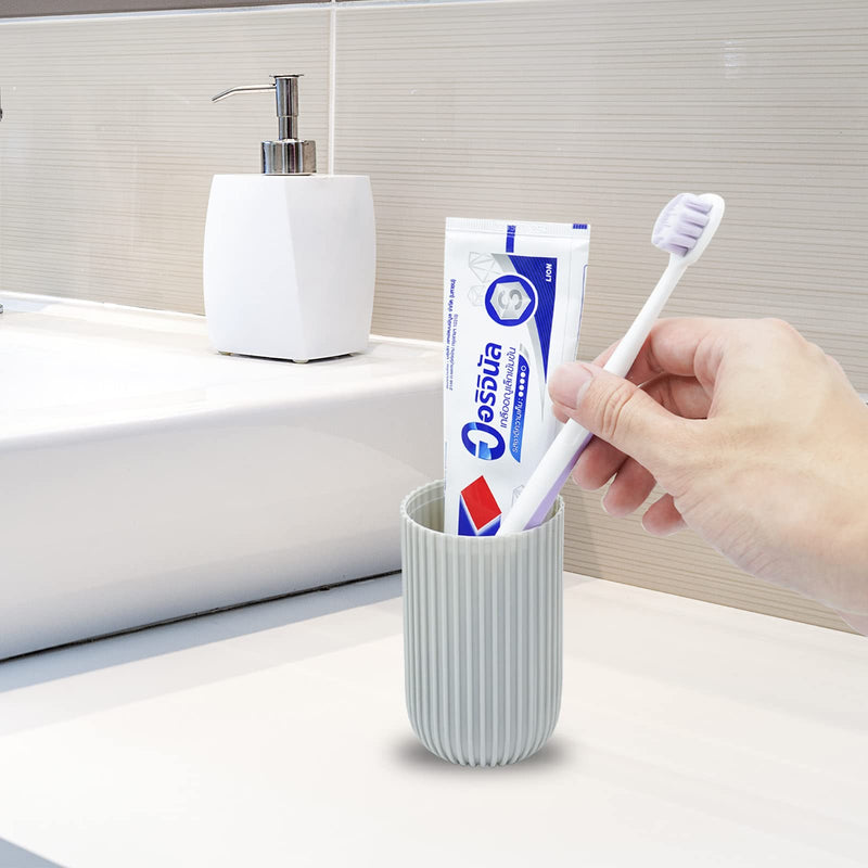 Jeopace Toothbrush Cup Portable Toothbrush Holder Multifunction Travel Cup Organizer Toothbrush Case and Carrier for Bathroom School Business Trip 2Pack Gray+White - BeesActive Australia
