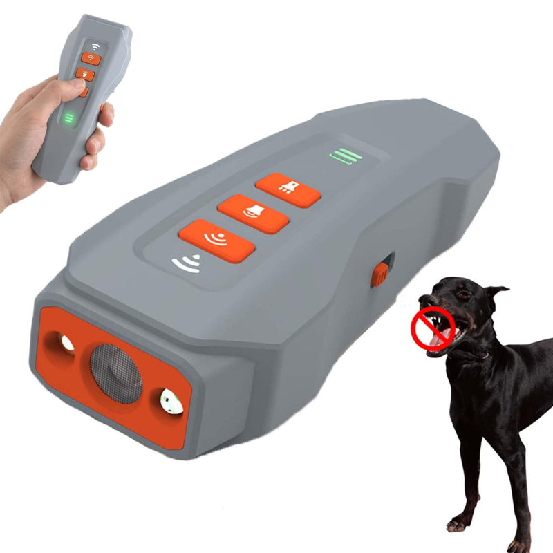 GROZY 2026 Upgraded Rechargeable Ultrasonic Anti Barking Device with 3 Modes & LED Flashlight, Waterproof No Shock Bark Stopper for All Dogs Indoor Outdoor Grey