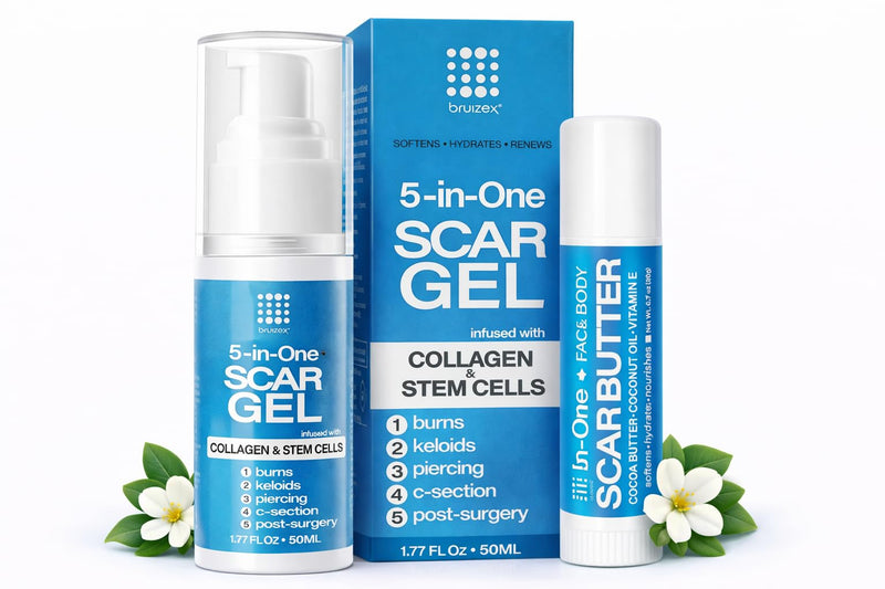 Advanced Scar Care Duo – 5-in-1 Silicone Scar Cream & Keloid Butter Stick for Surgical Scars, C-Section, Burns, Acne & Stretch Marks
