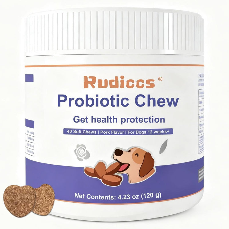 Dog Probiotics Probiotics for Dogs - Digestive Enzymes for Gut Flora, Digestive Health, Diarrhea & Bowel Support - Dog Supplement Soft Chew for Pet Immune System -（40ct ） (4.24 OZ) 4.24 OZ