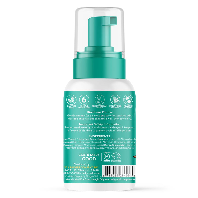Badger Baby Wash, Calming Chamomile Foaming Baby Shampoo and Body Wash, Organic Baby Body Wash, Gentle Newborn or Toddler Baby Soap and Shampoo, 10 fl oz 10 Fl Oz (Pack of 1) - BeesActive Australia