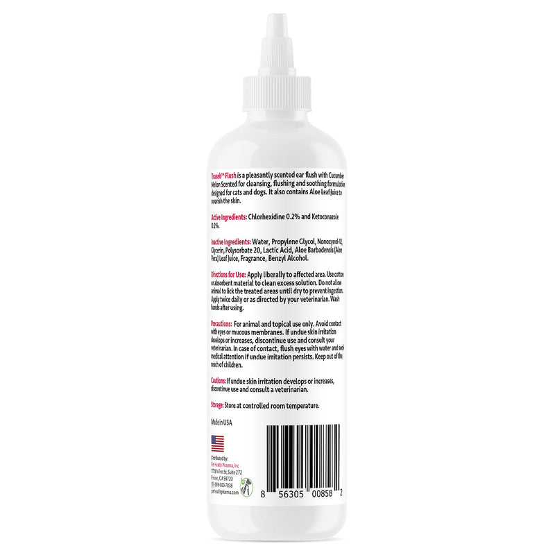 Truseb Maximum Strength Dog Ear Infection Treatment Flush, Cat & Dog Ear Cleaner Solution Medicated with Chlorhexidine & Ketoconazole Helps with Ear Itching Redness Swelling (12 oz)