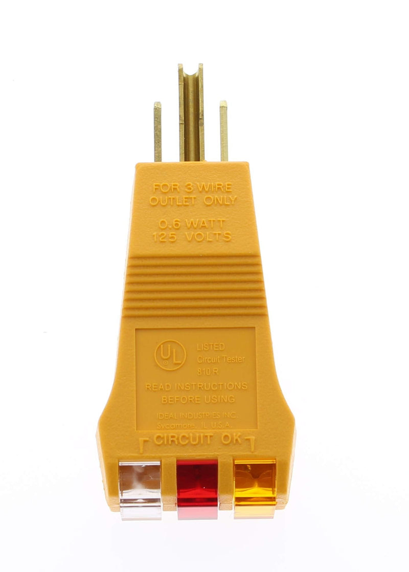 IDEAL INDUSTRIES INC. 61-035 E-Z Check Receptacle Tester, 120VAC Heavy Duty Non-GFCI