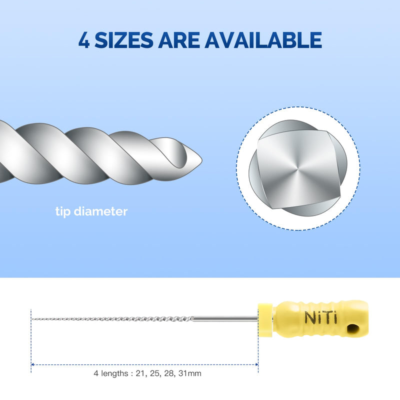 JMU Dental K Files #20/28mm, NITI Hand Use Files 6 Pcs/Pack #20 (28mm) 1