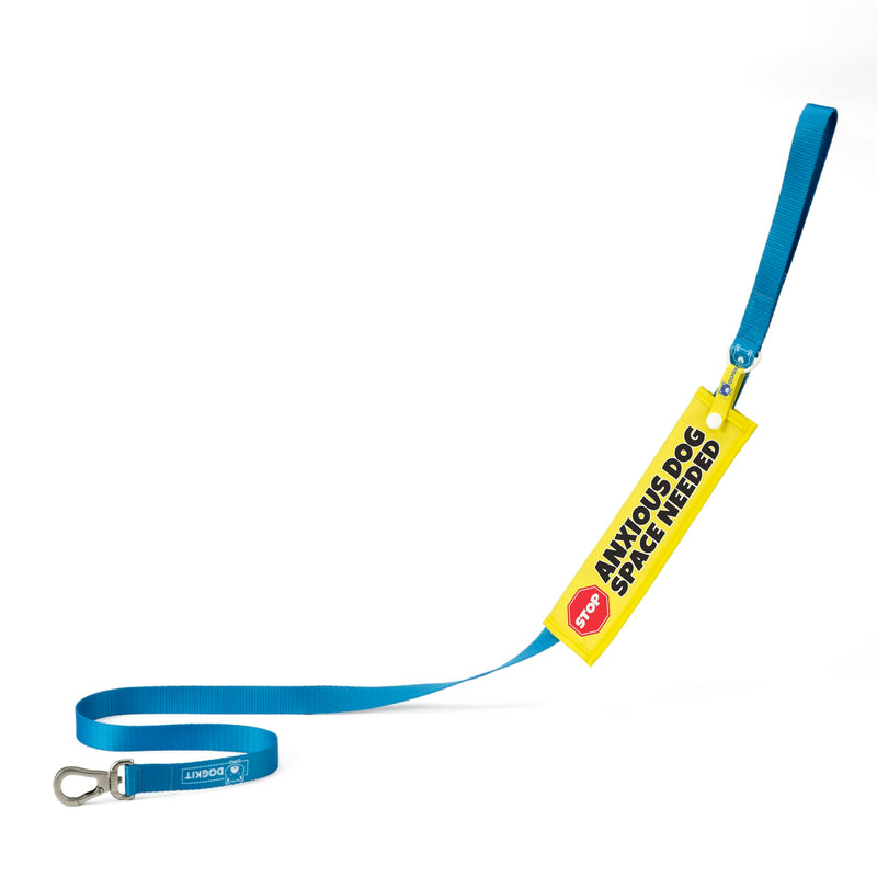 Anxious Dog – Space Needed Lead Sleeve – High Visibility Warning Wrap for Dog Walks – Bright Yellow Awareness Message with Secure Snap Attachment – Waterproof Durable Design Yellow - Stop Sign
