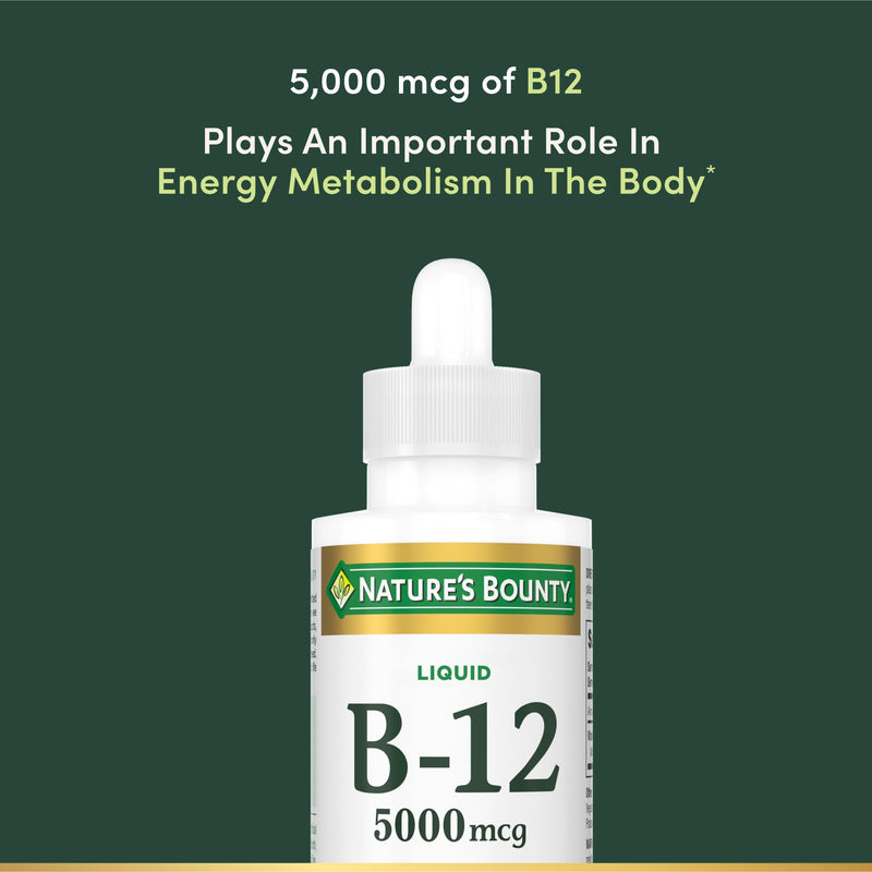 Nature's Bounty Vitamin B12 5000 mcg Sublingual Liquid,Cardiovascular Health & Cellular Energy Support,2 Fl Oz,(Pack of 3) 2 Fl Oz (Pack of 3)