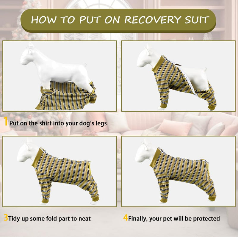 FEimaX dog bodysuit after surgery, dog bodysuit after castration female dog, wound protection suits dog after operations, long-sleeved recovery suit for small medium large dogs (mustard green, XXL) mustard green - BeesActive Australia