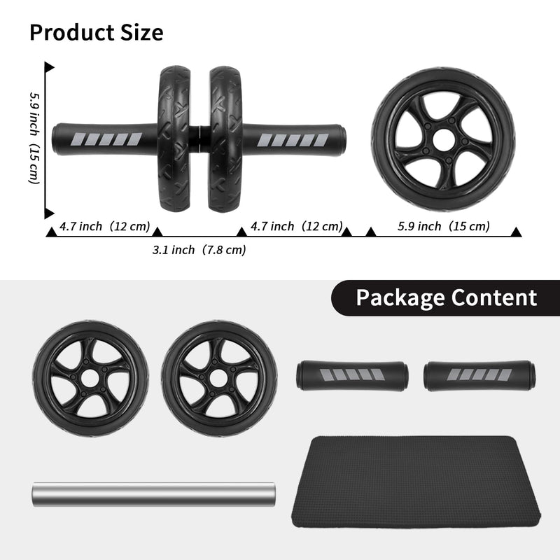 Ab roller wheel with knee pad for abdominal exercise core workout weight loss no noise easy to assembling light weight perfect home gym equipment for men & women Red Double Wheel - BeesActive Australia