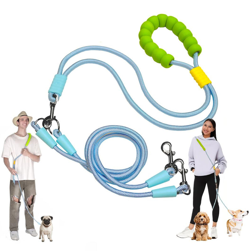 Hands Free Double Dog Leash for Two Dogs or One Dog, Fit for Small and Medium Breeds, Clip-on Split Leads, Double Leash with Padded Handles