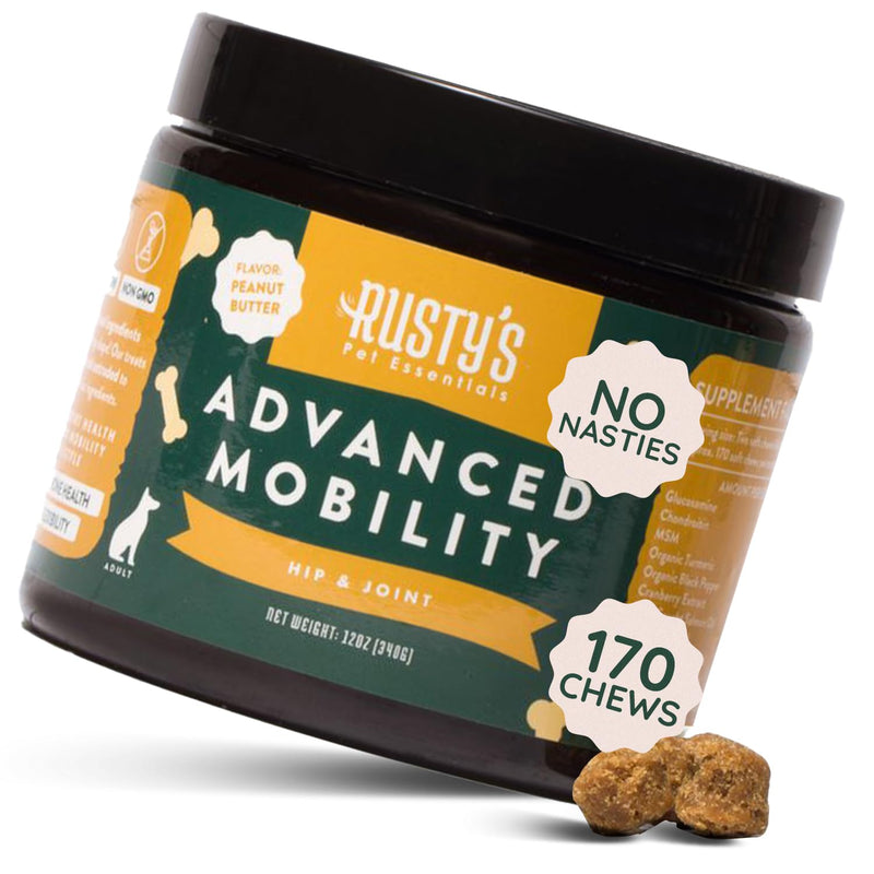 Rusty's Pet Essentials Premium Hip & Joint Dog Supplement (170 Chews) - Advanced Mobility - Formulated with Chondroitin - Calcium - Glucosamine - Turmeric & MSM for Joint Health - Made in The USA - PawsPlanet Australia
