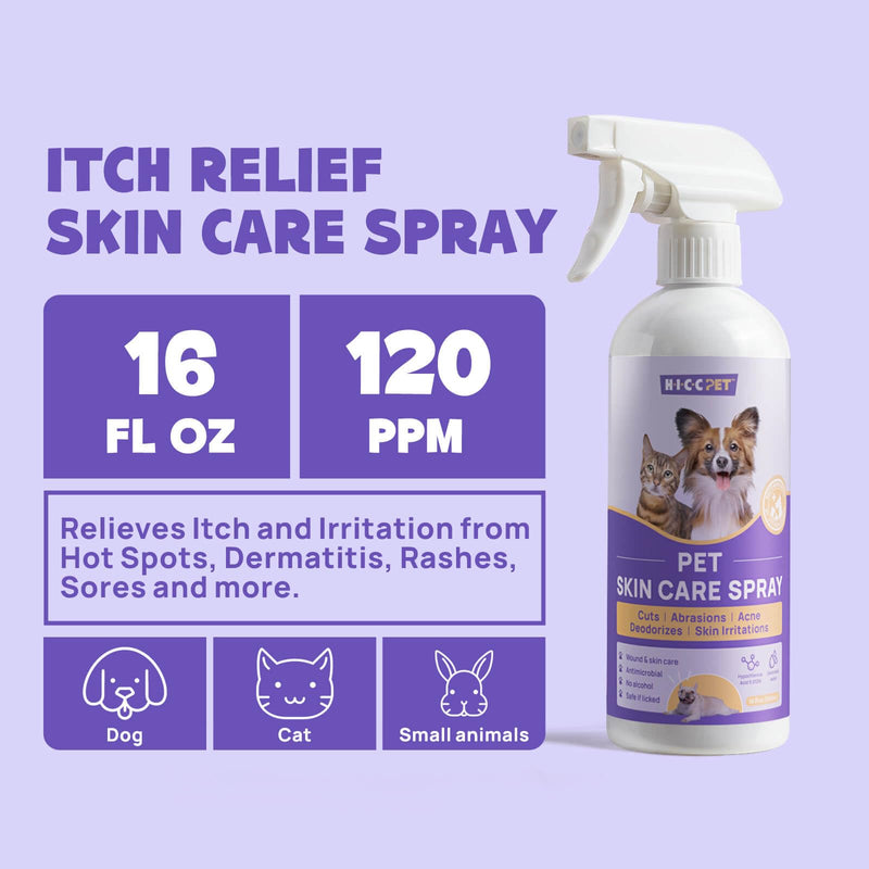HICC PET Hot Spot Itch Relief Spray for Dogs, Cats - Pet Treatment Spray for Itchy, Irritated Skin, Allergy, Rashes - Lick Safe and Painless Wound Care Spray for All Animals 16 Fl Oz - BeesActive Australia