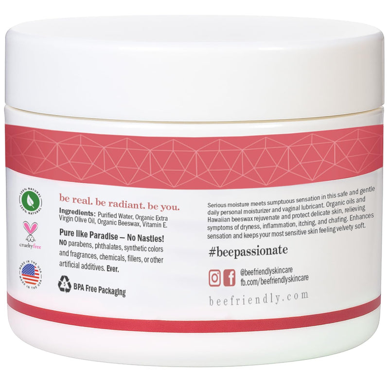 BeeFriendly Organic Vaginal Moisturizer, USDA Certified, Natural Vulva Cream For Dryness, Itching, Irritation, Redness, Chafing Of Vagina Due To Menopause & Thinning 2 oz 2 Ounce (Pack of 1)