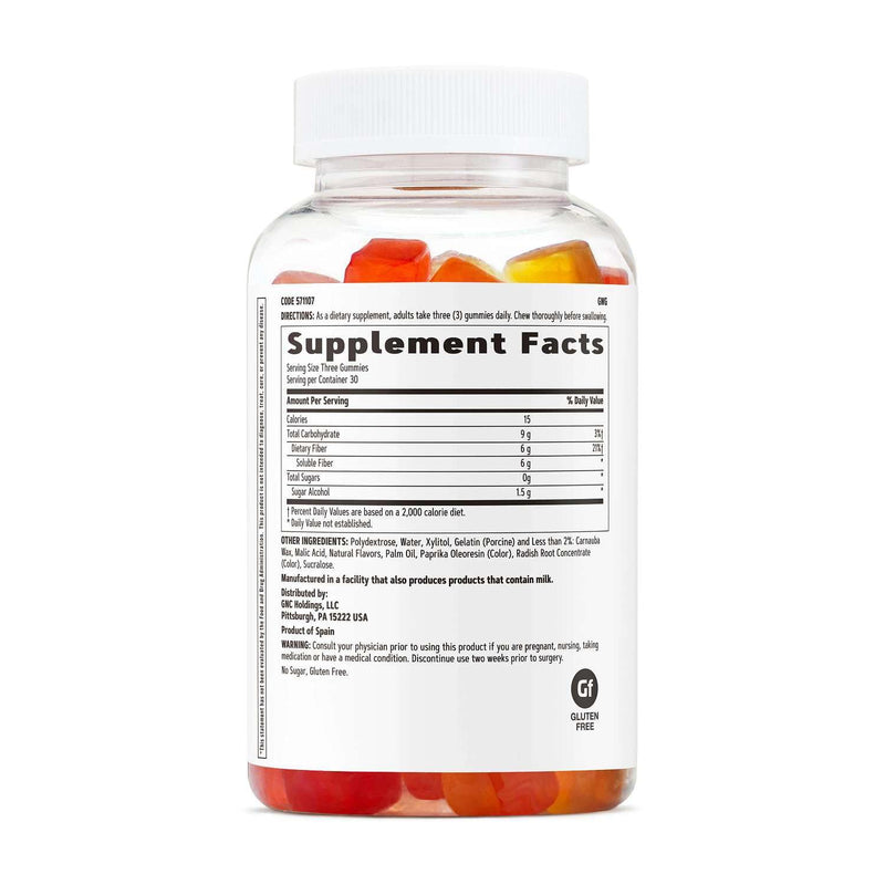 GNC Fiber 6g Gummy | Supports Healthy Digestion & Regularity | Mixed Fruit | 90 Count | Excellent Source of Fiber with 6g of Dietary Fiber per Serving, Supports Healthy Digestion and Regularity, Gluten-Free