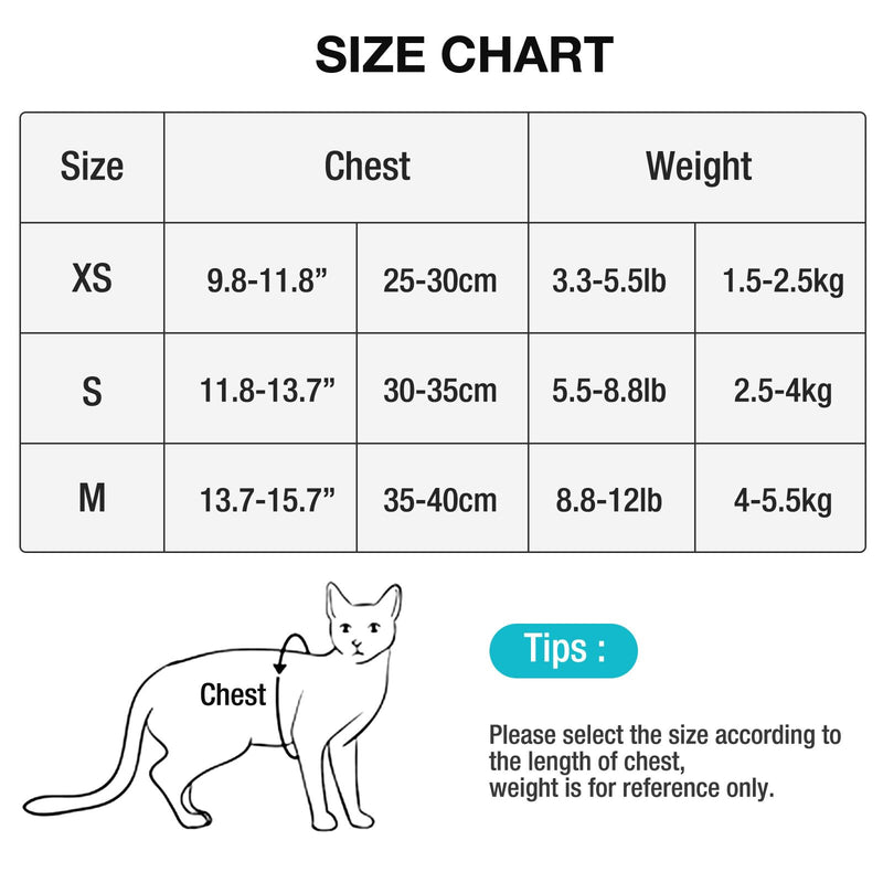 Cat Harness with Leash Escape-Proof, Adjustable Cat Harness Escape-Proof with Cat Leash 1.35 m, Soft Cat Harness for Cats, Small Dogs and Rabbits (XS) XS - BeesActive Australia