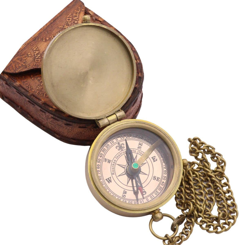 Compass – Brass Directional Vintage Compass Engraved with “Be Strong and Courageous” Joshua 1:9 Bible Verse, Baptism 2026 Communion Christian Inspirational Gifts for Women/Men Be Strong- Leather Case
